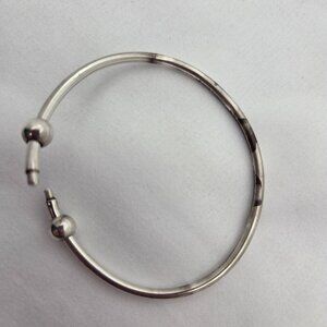 Rare Retired Pandora Sterling Silver Open Bangle - Base Only w/2 beads